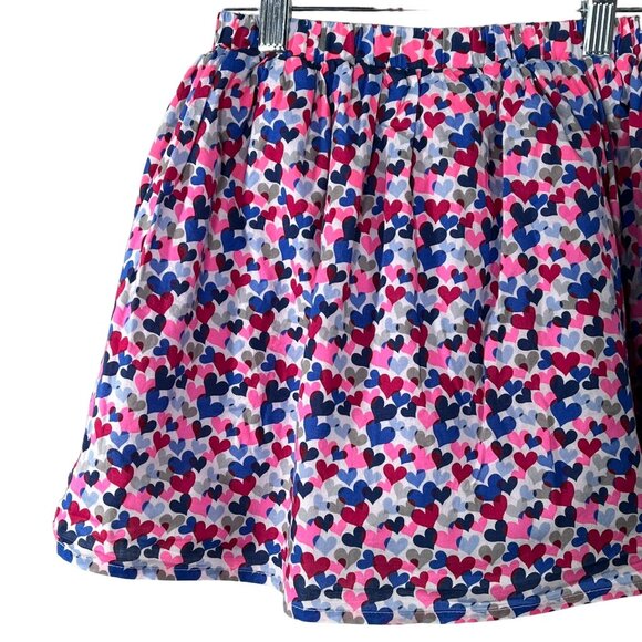 Gap Skirt Girls Medium 8 Kids Pull On Flare A Line Pink Blue Hearts Fall Casual - Picture 8 of 11